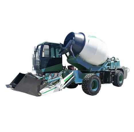 Self-loading concrete mixers